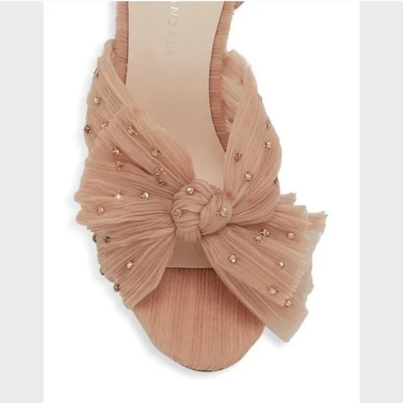 NWOB Loeffler Randall Camellia Pleated Bow Heels in Beauty Blush Rhinestones 5.5 - Picture 7 of 9